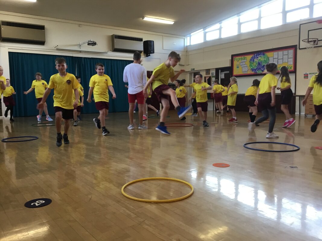 Image of Year 5 build their football skills