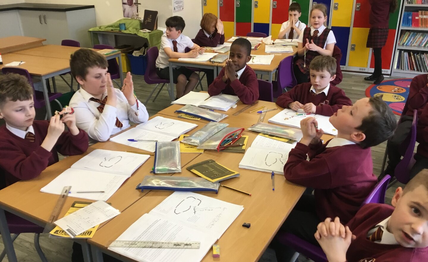 Image of Year 3 learn about their class Saint, Mary