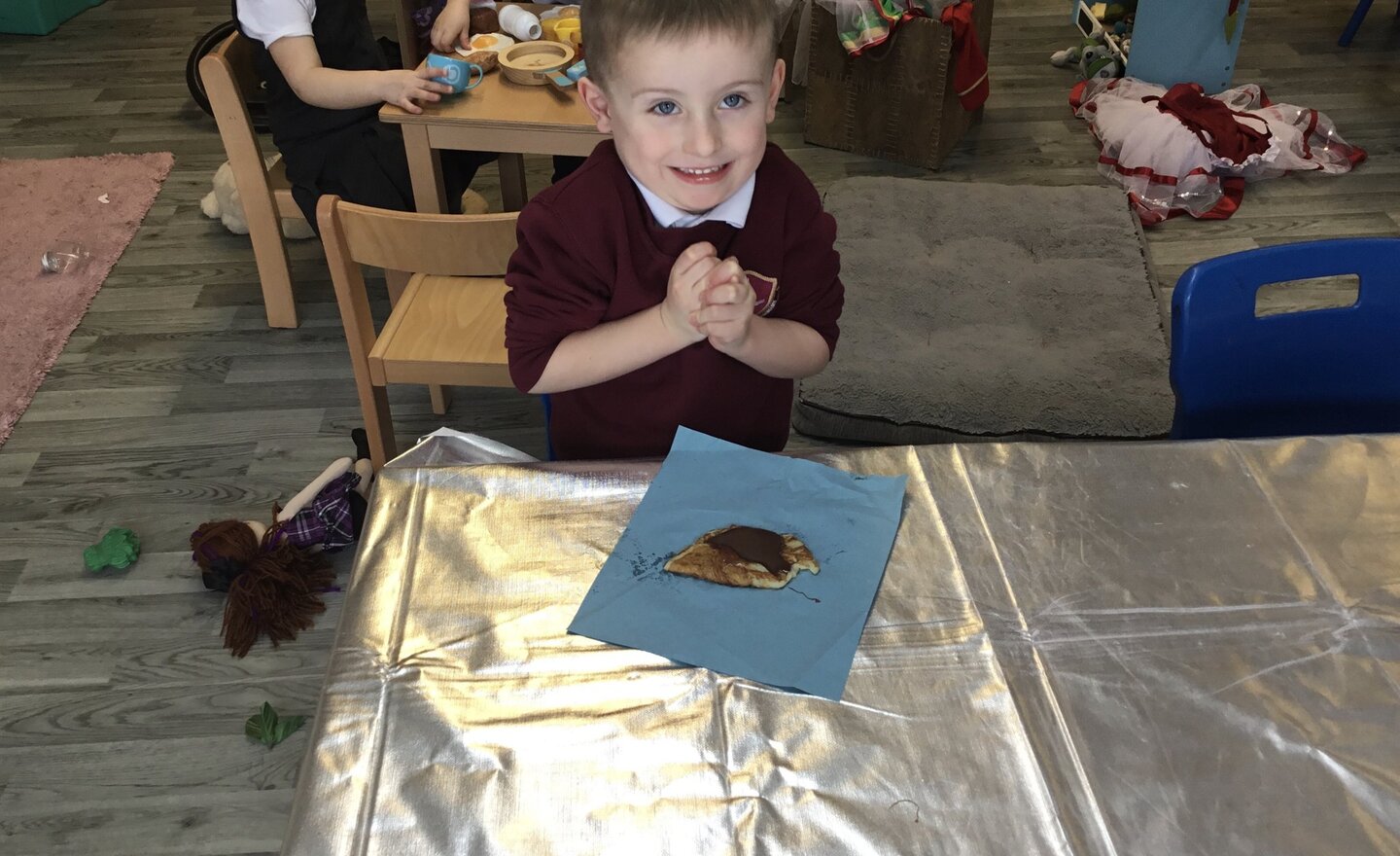 Image of Celebrating pancake day in Nursery 