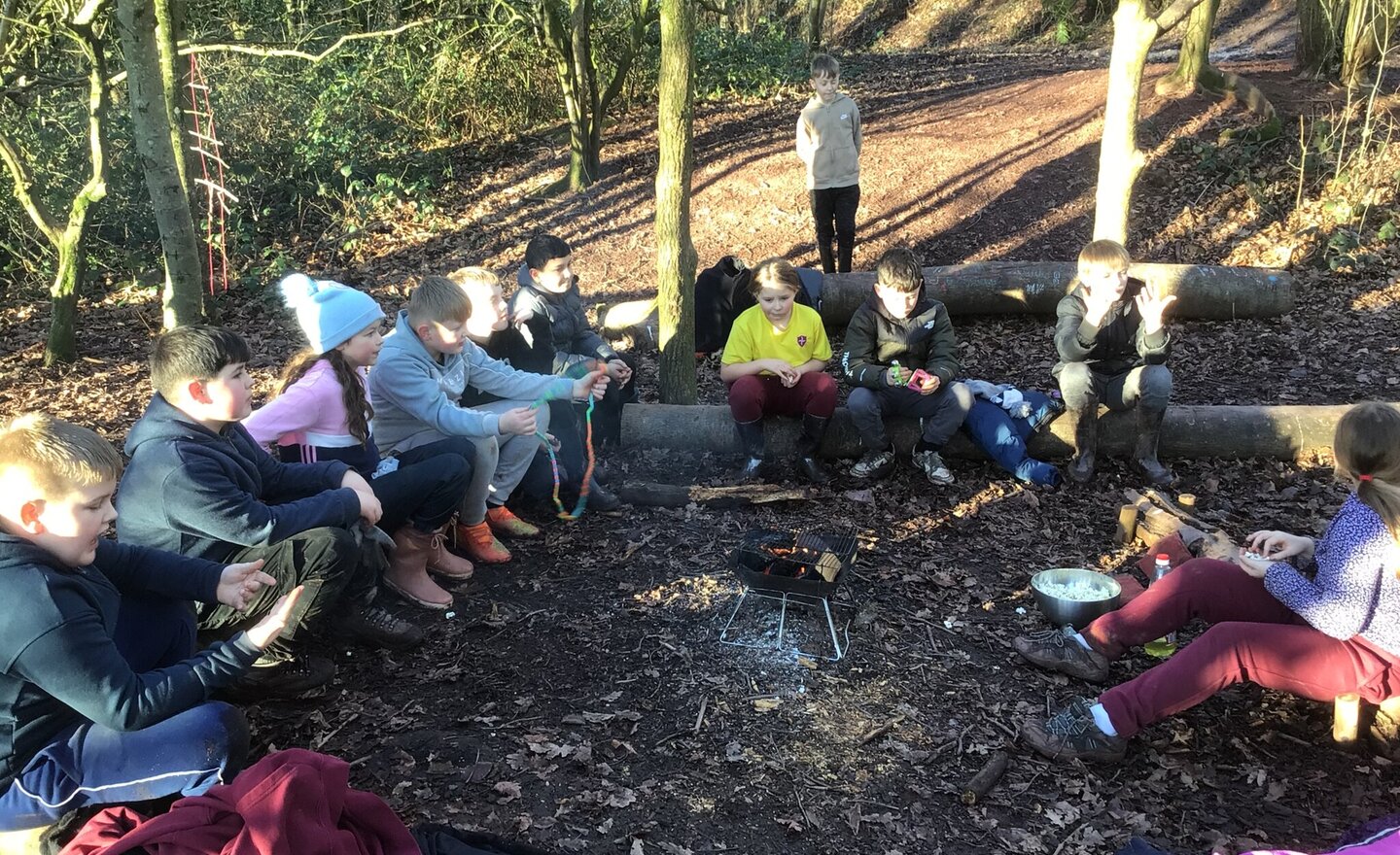 Image of Making Pop- Corn at Forest school Year 5